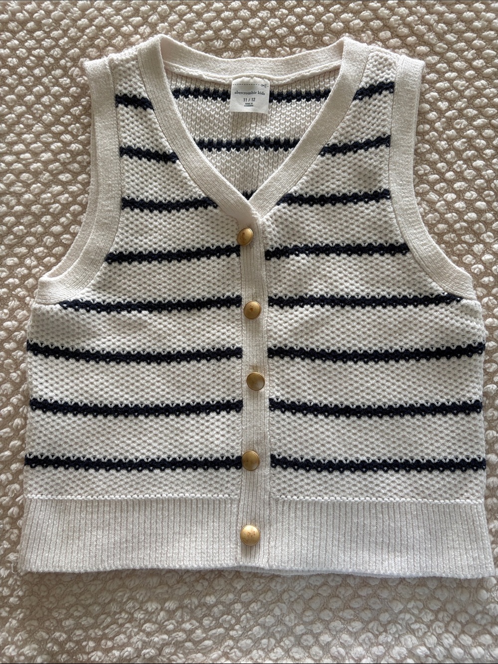 abercrombie kids White & Black Striped Knit Button-Front Sweater Vest